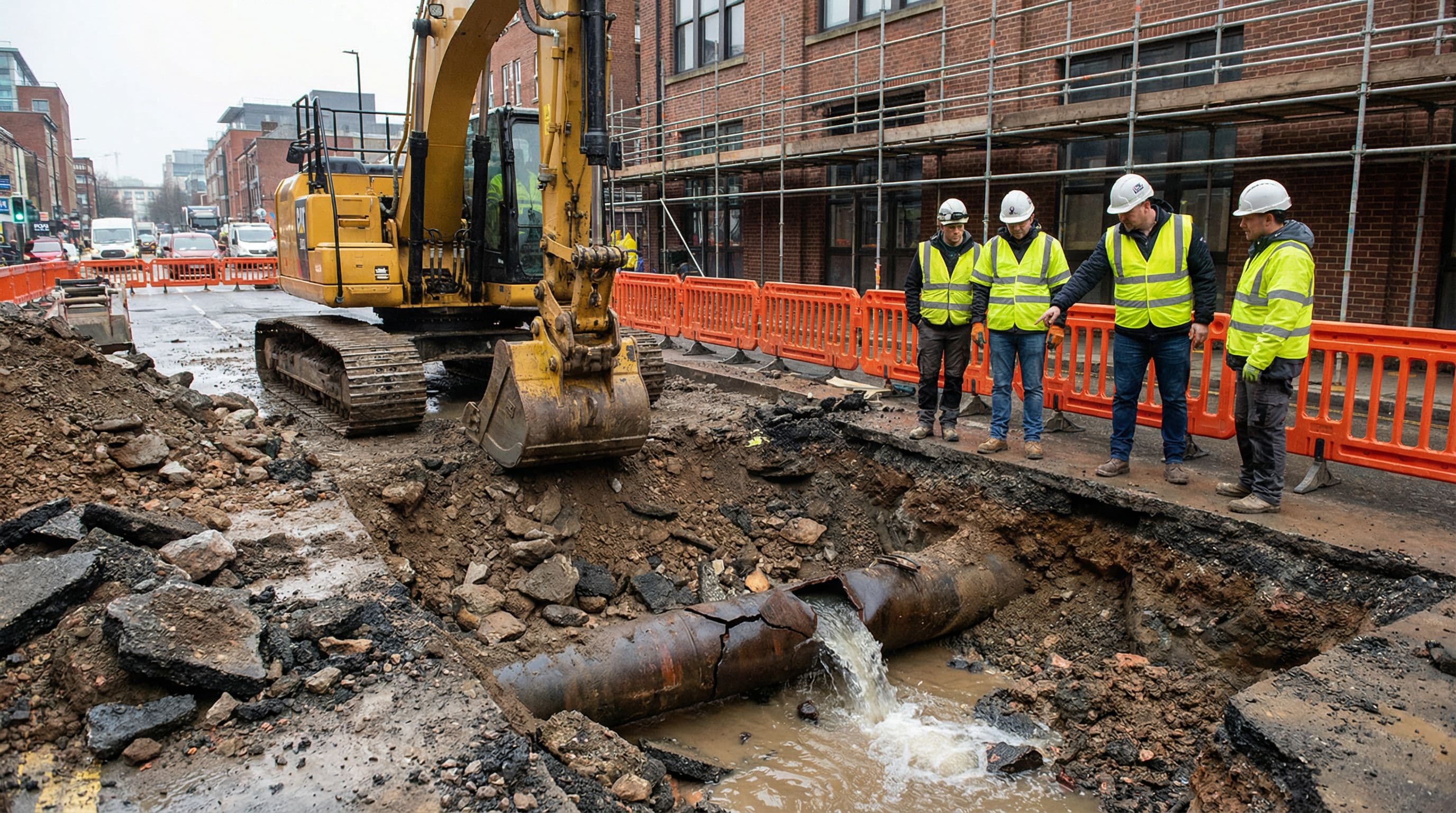 Gasleitung bei Bauarbeiten zerstört