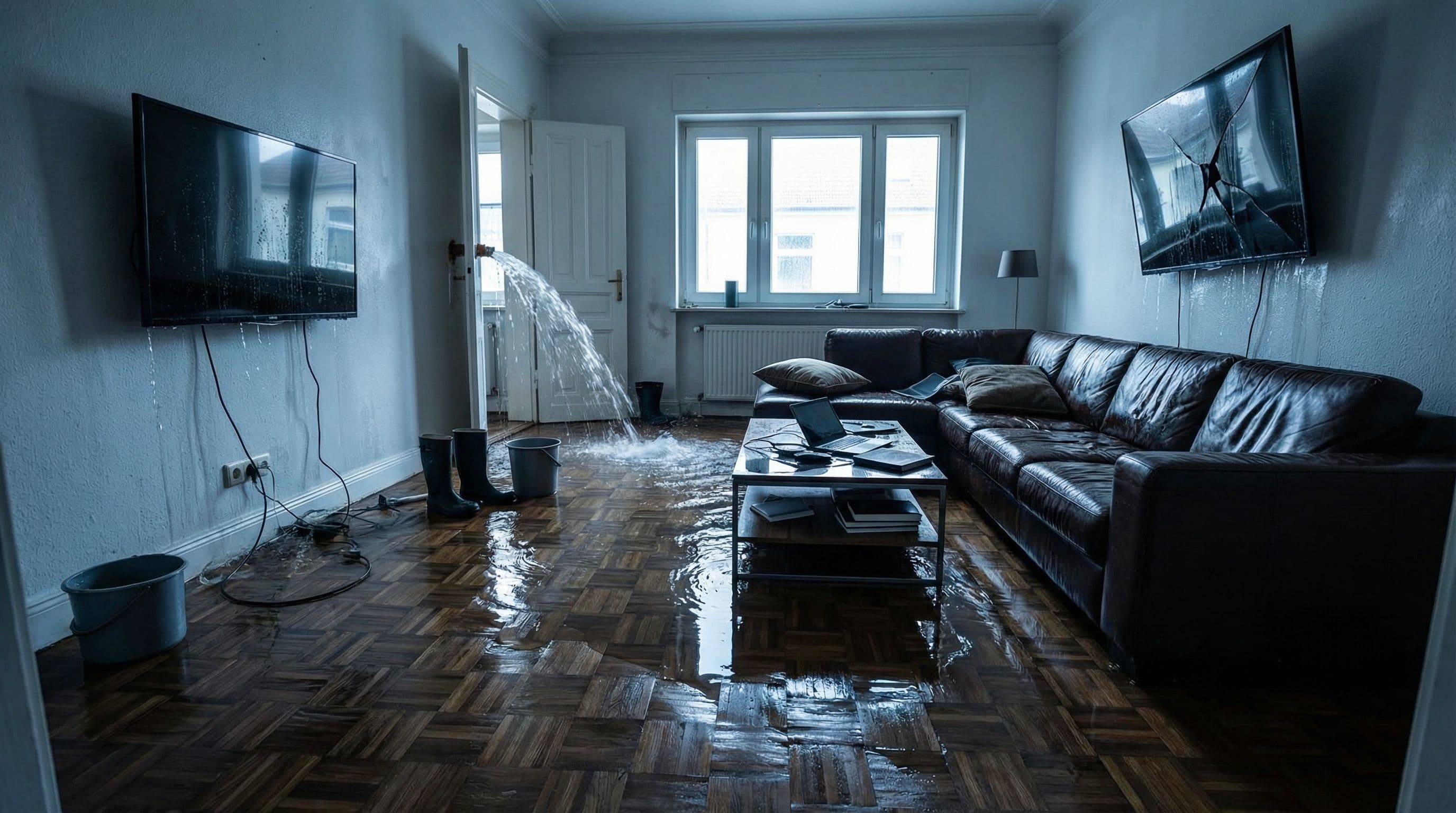 Ein Rohrbruch zerstört die Einrichtung