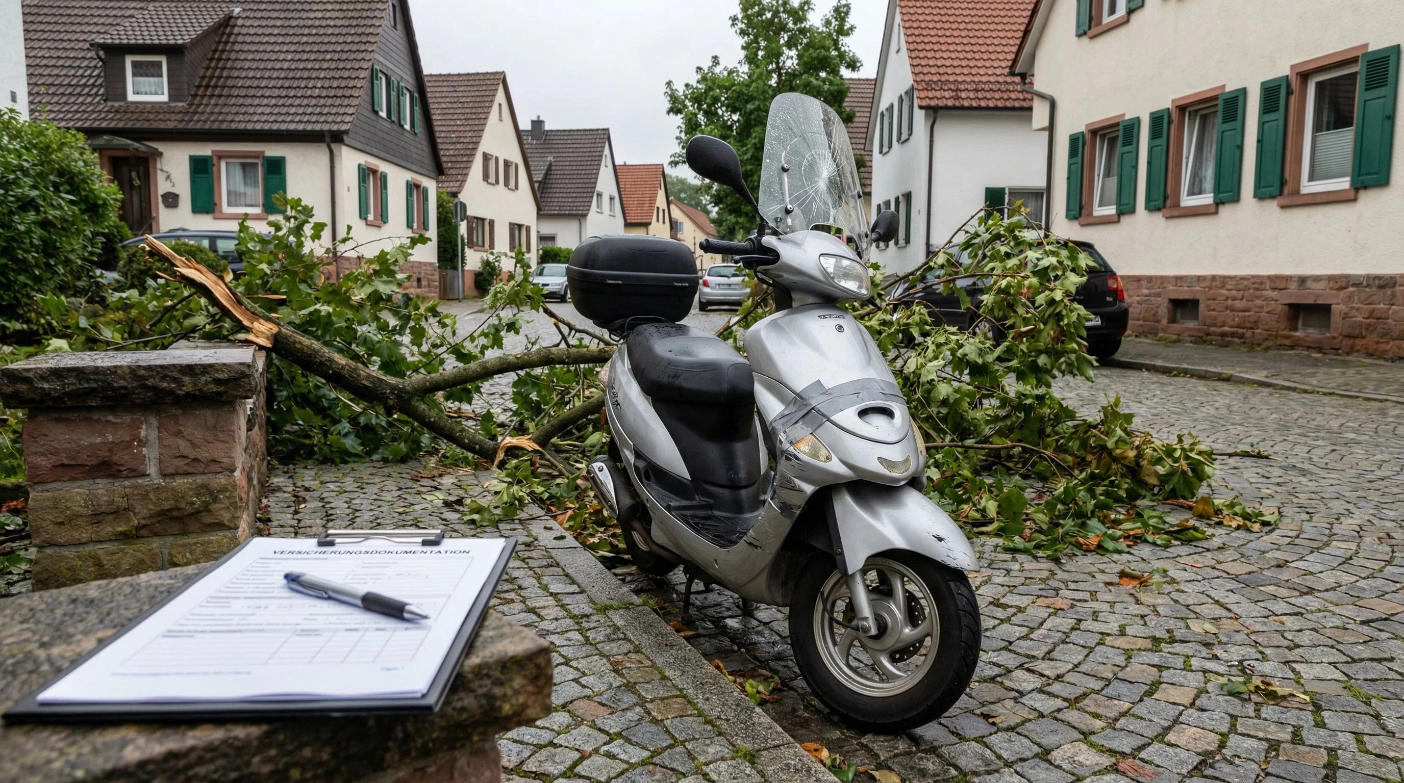 Sturmschäden am Roller