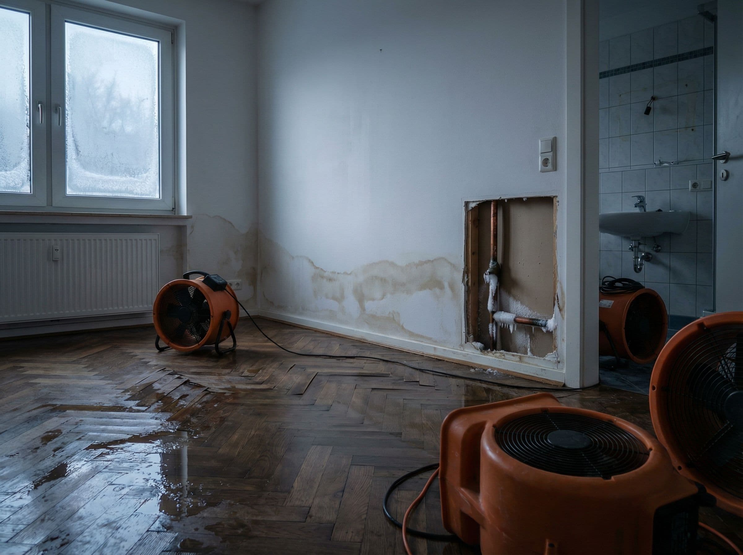 Ein Rohr platzt im Winter