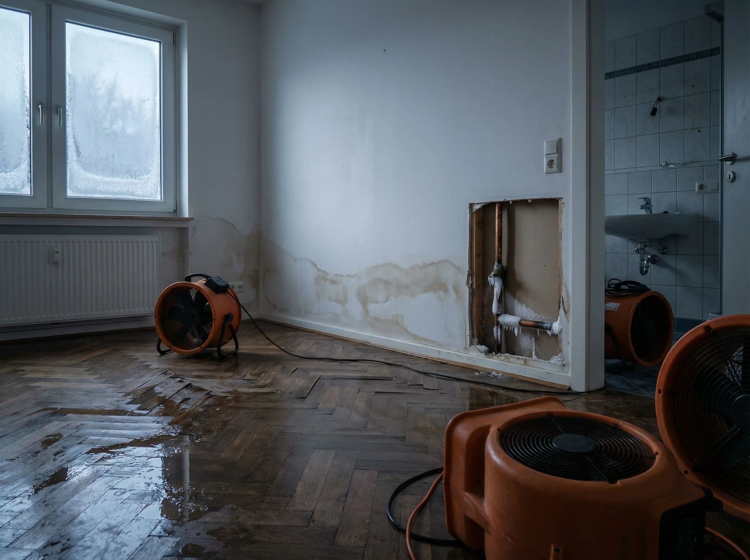 Ein Rohr platzt im Winter